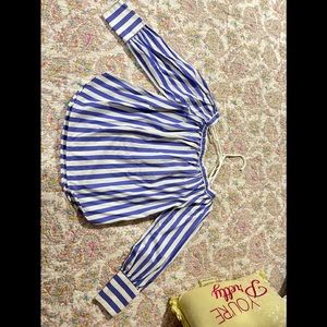 Women shirt,J.Crew,size 0,white and purple color.